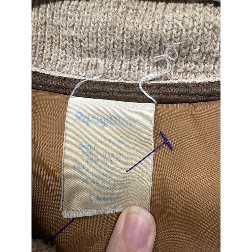 RefrigiWear Vintage Quilted Puffer Jacket Mens L  Brown Made in USA Sweater Slv - Picture 2 of 5